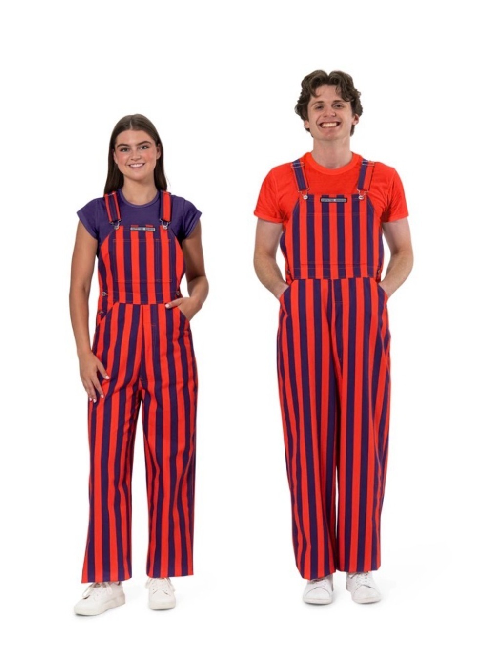 Game Bibs Clemson Tigers Purple and Orange Stripes Overalls Adult Size Small